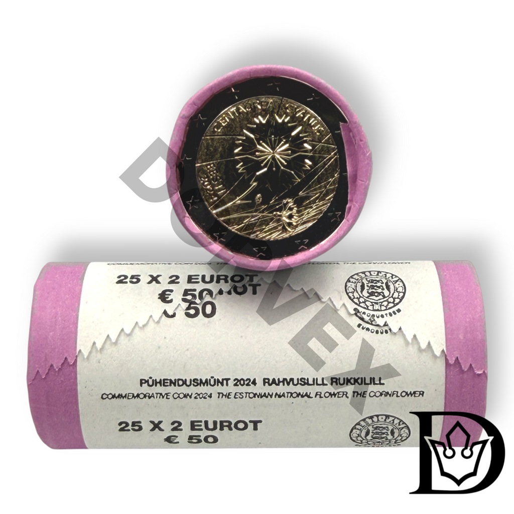 2024 Estonia 2 Euro Coin Roll National Flower Corn Flower 2€ x 25 UNC