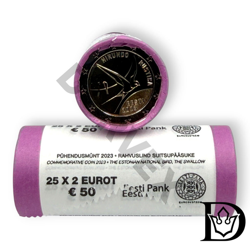 2023 Estonia 2 Euro Coin Roll UNC 2 € x 25 National Bird Barn Swallow