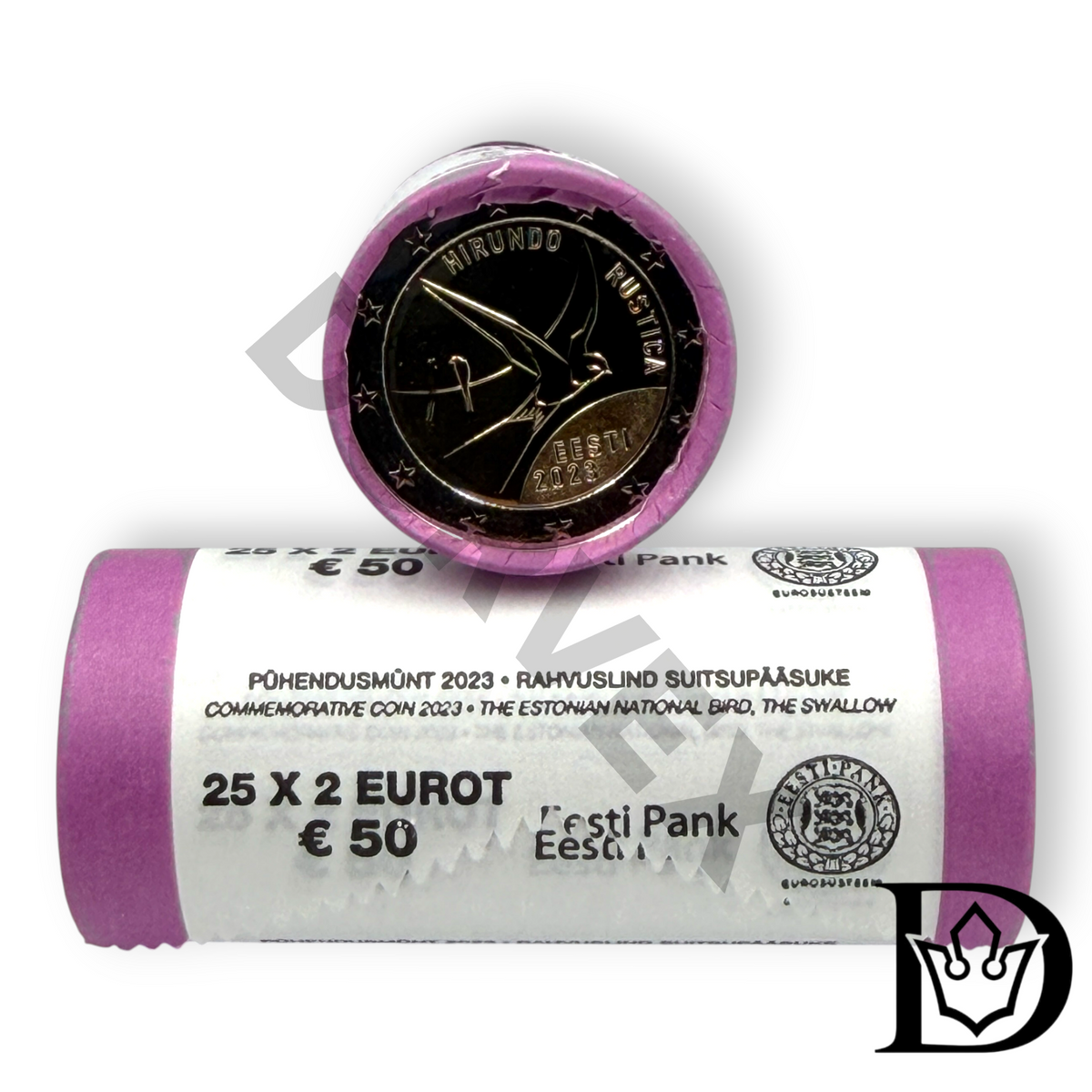 2023 Estonia 2 Euro Coin Roll UNC 2 € x 25 National Bird Barn Swallow