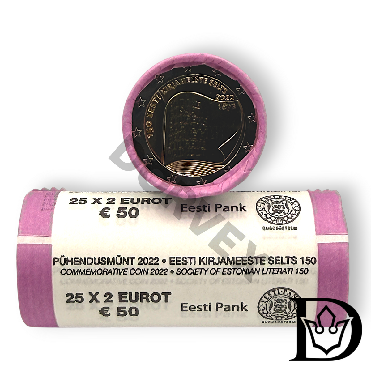 2022 Estonia 2 EURO Coin Roll Estonian Literature 150 2€ x 25 UNC