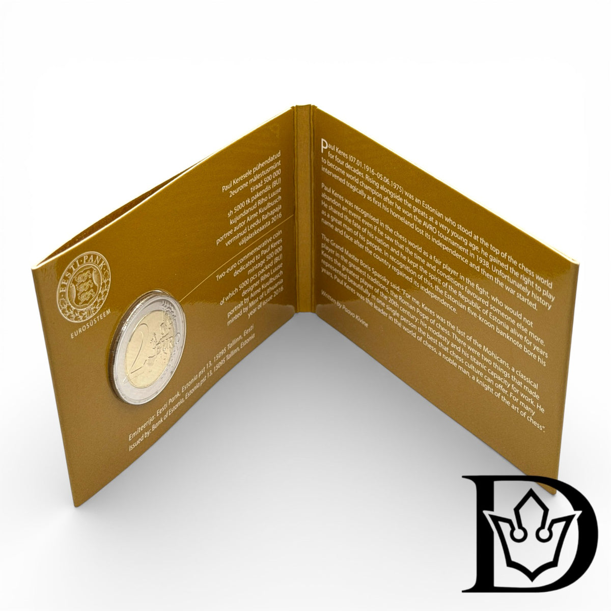 2016 Estonia RARE 2 Euro BU Coin Card Paul Keres In Perfect Condition