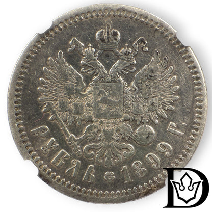 1899 Tsar Russia Silver Ruble NGC VF DETAILS Nicholas II