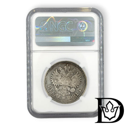 1901 O3 Tsar Russia Silver Ruble NGC Graded XF DETAILS Nicholas II