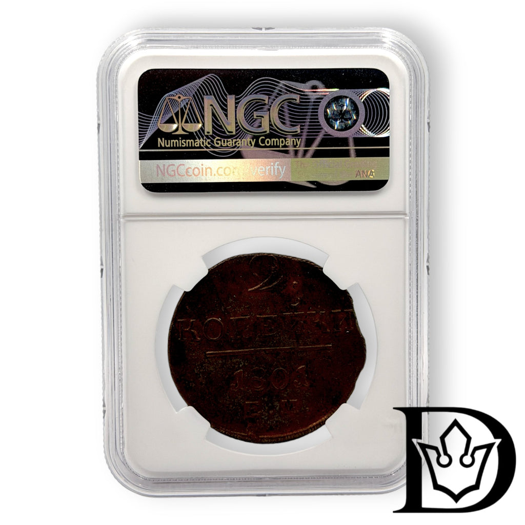 2 Kopeken 1801 EM Jekaterinburg Russland Paul I. Kupfer NGC UNC DETAILS