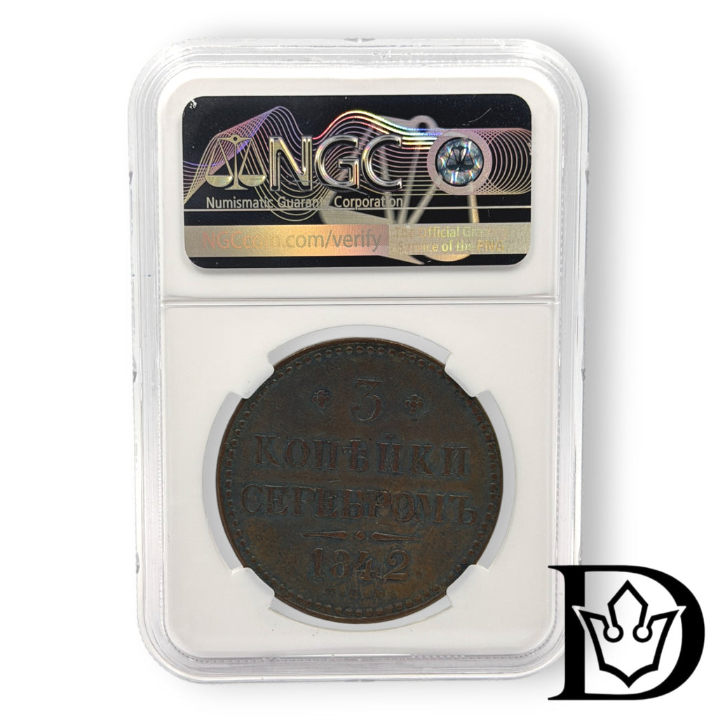 3 Kopeken 1842 SPM Russland Nikolaus I. Kupfer NGC XF 40 BN