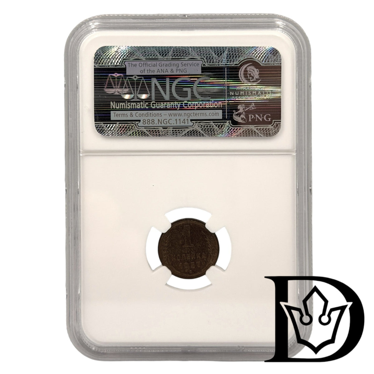 1957 Soviet Union (USSR) 1 Kopeck Aluminum-Bronze Coin NGC MS 64