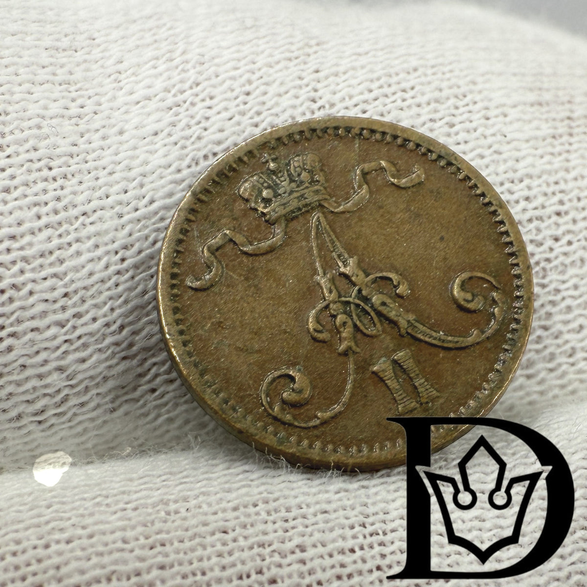 1875 Finland 1 Penni Copper Coin Alexander II