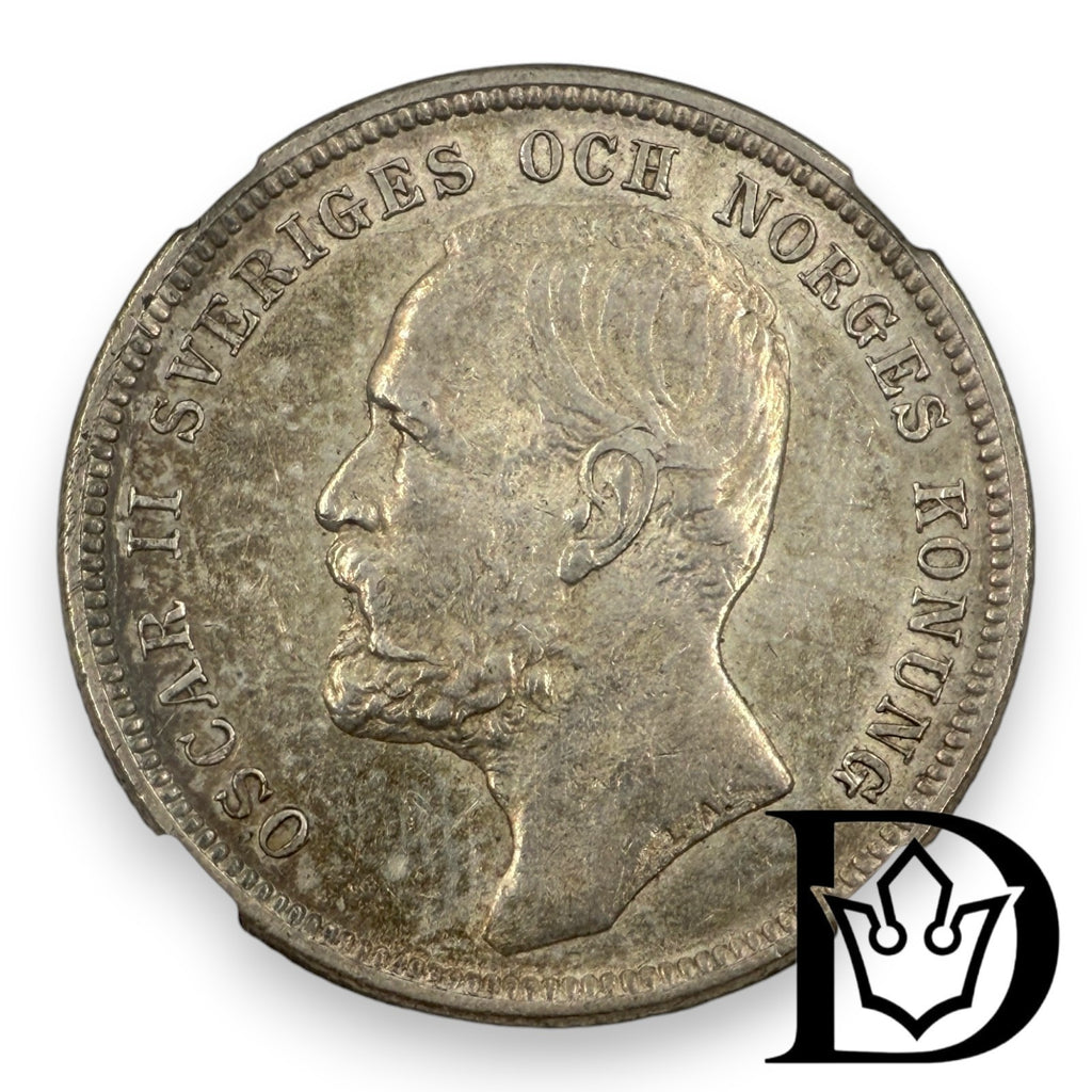 1 Krona Sweden Silver 1898 EB NGC AU 55