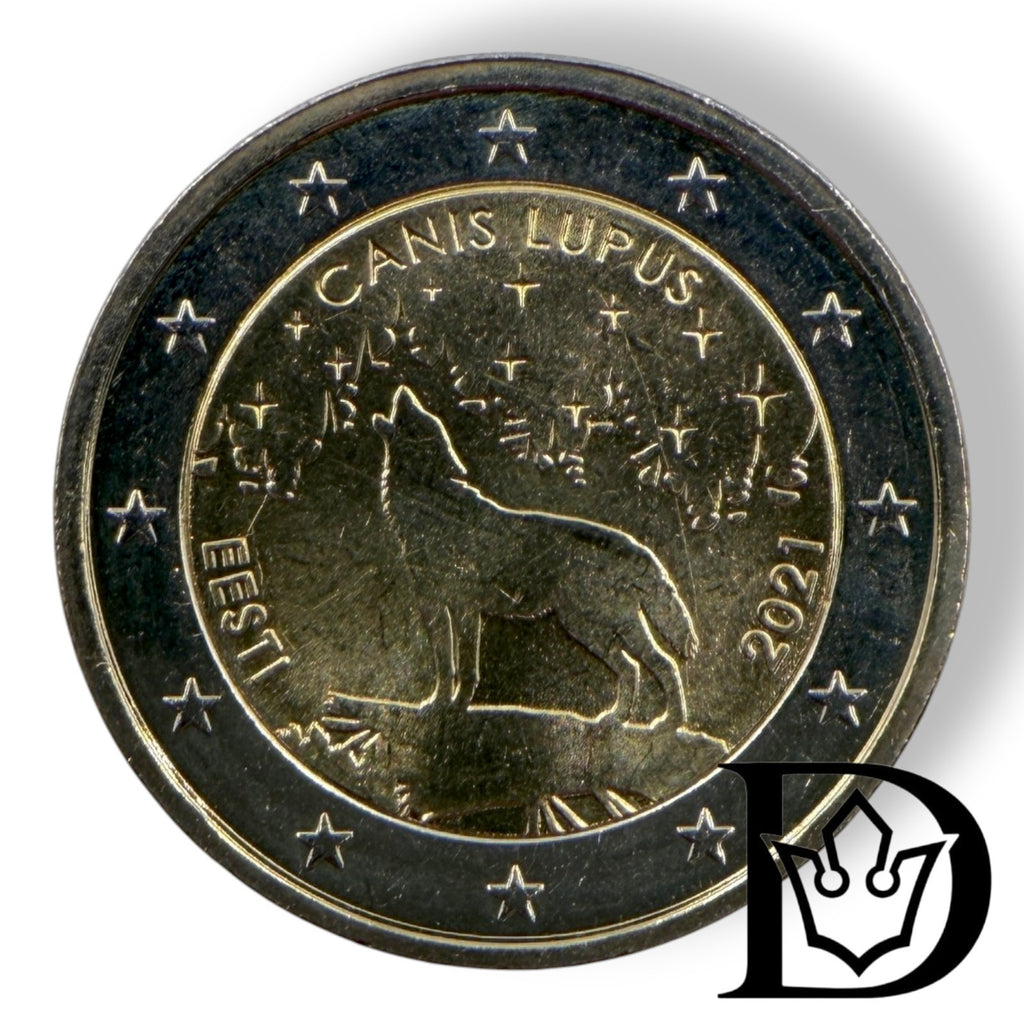 2021 Estonia 2 Euro Wolf (Canis Lupus) Commemorative Coin UNC