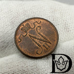 1901 Finland 1 Penni Copper Coin Nicholas II