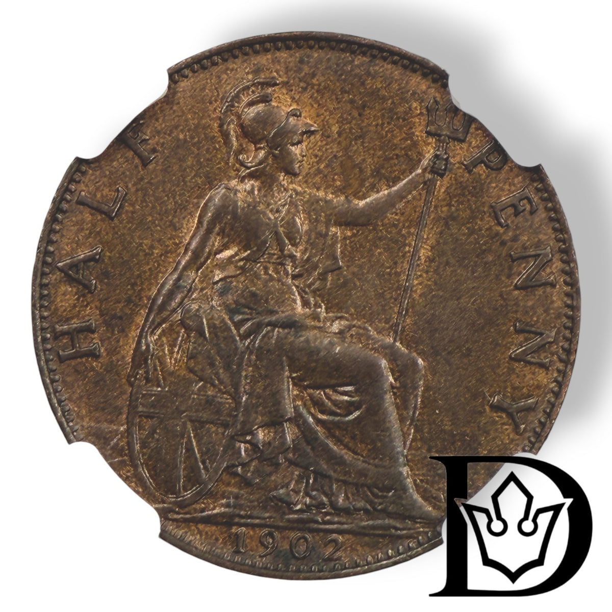 1902 Great Britain 1/2 Penny High Sea Level Coin NGC MS 62 BN