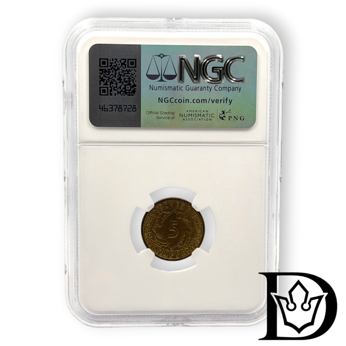 1935 A Germany 5 Reichspfennig Aluminum-Bronze Coin NGC MS 64