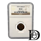 1991 A Soviet Union (USSR) 2 Kopecks Aluminum-Bronze Coin NGC MS 66