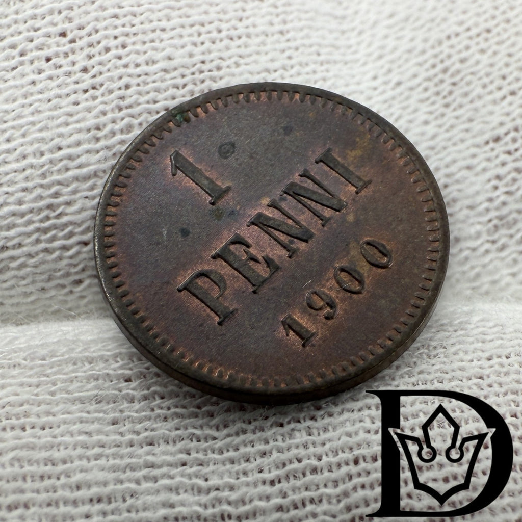 1900 Finland 1 Penni Copper Coin Nicholas II