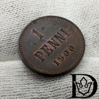 1900 Finland 1 Penni Copper Coin Nicholas II