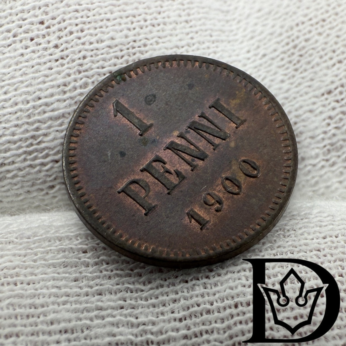 1900 Finland 1 Penni Copper Coin Nicholas II