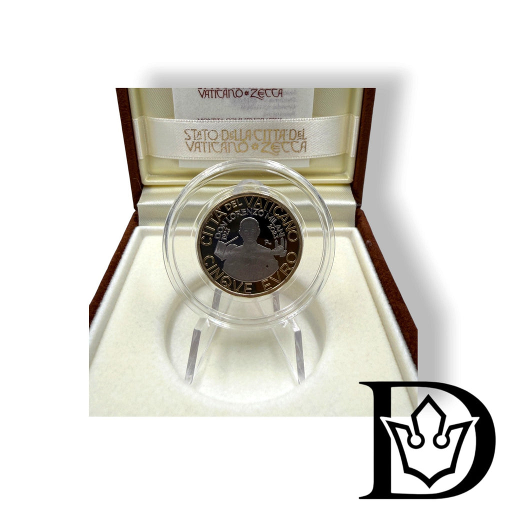 Vatican 5 Euro 2023 proof coin in capsule, Don Milani side