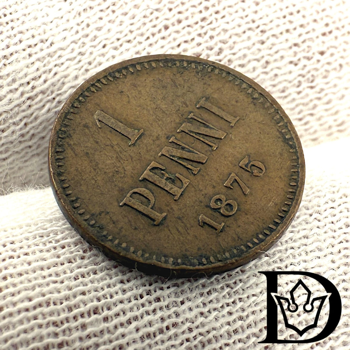 1875 Finland 1 Penni Copper Coin Alexander II