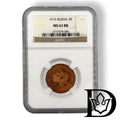 1915 2 Kopecks in NGC MS 63 RB holder, certificate label