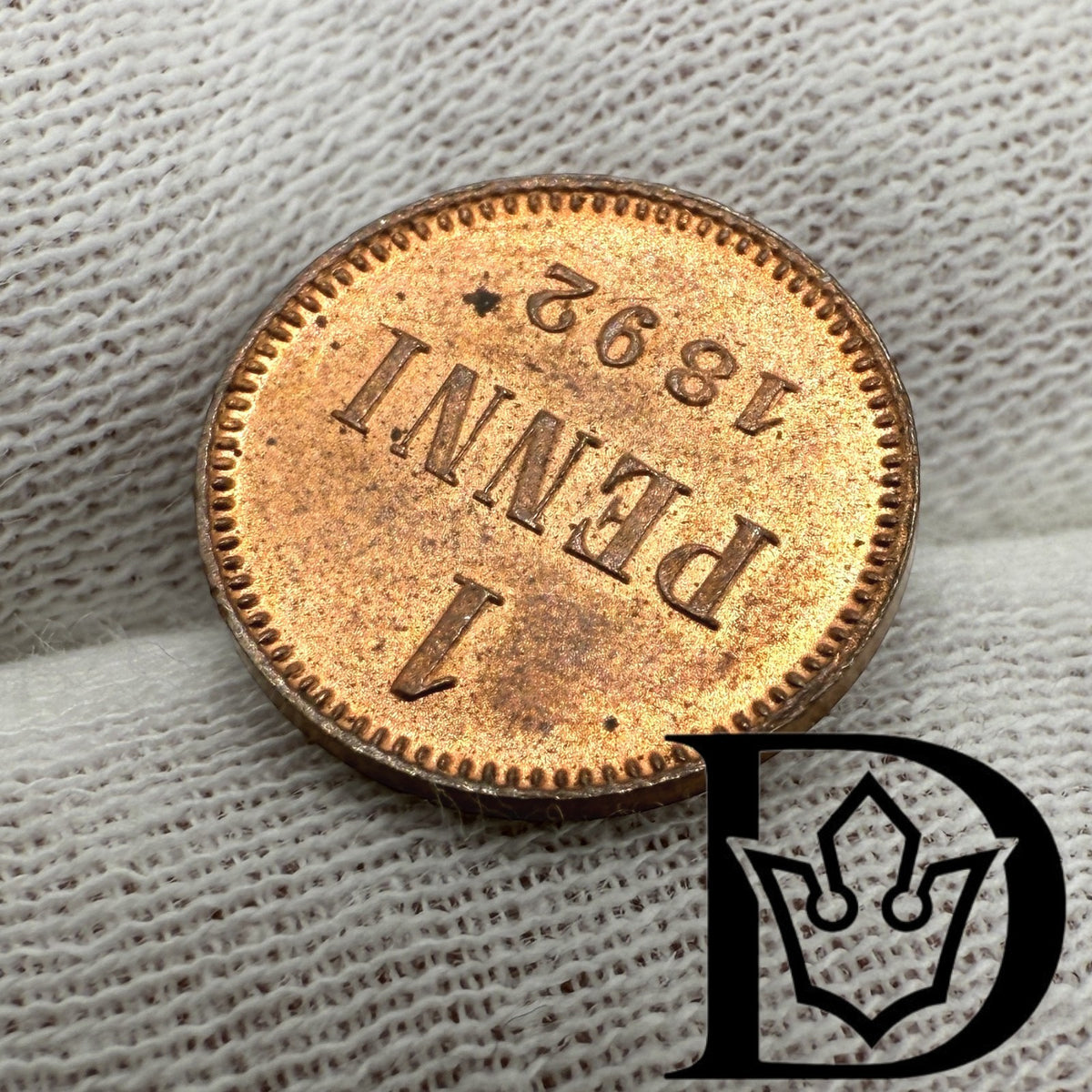 1892 Finland 1 Penni Copper Coin Alexander III