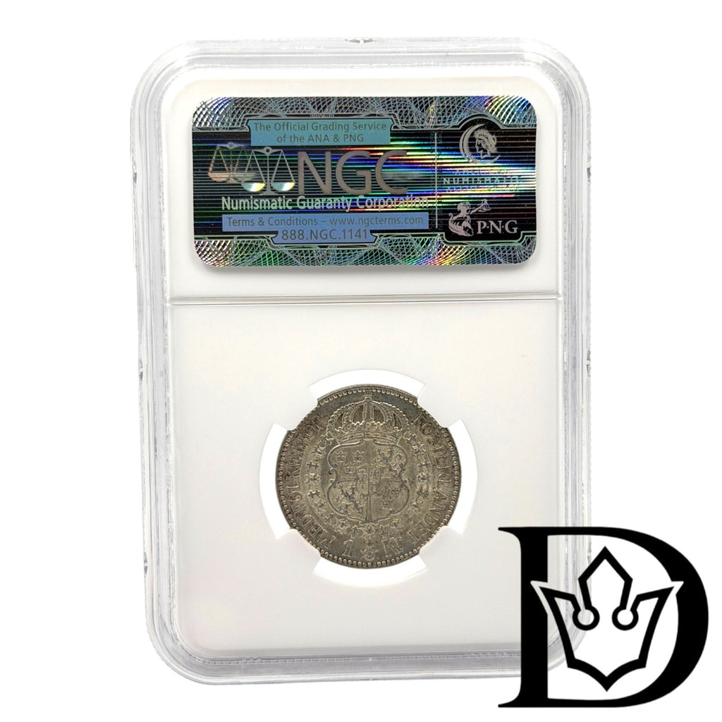 1916 Sweden 1 Krone Silver Coin NGC AU 58
