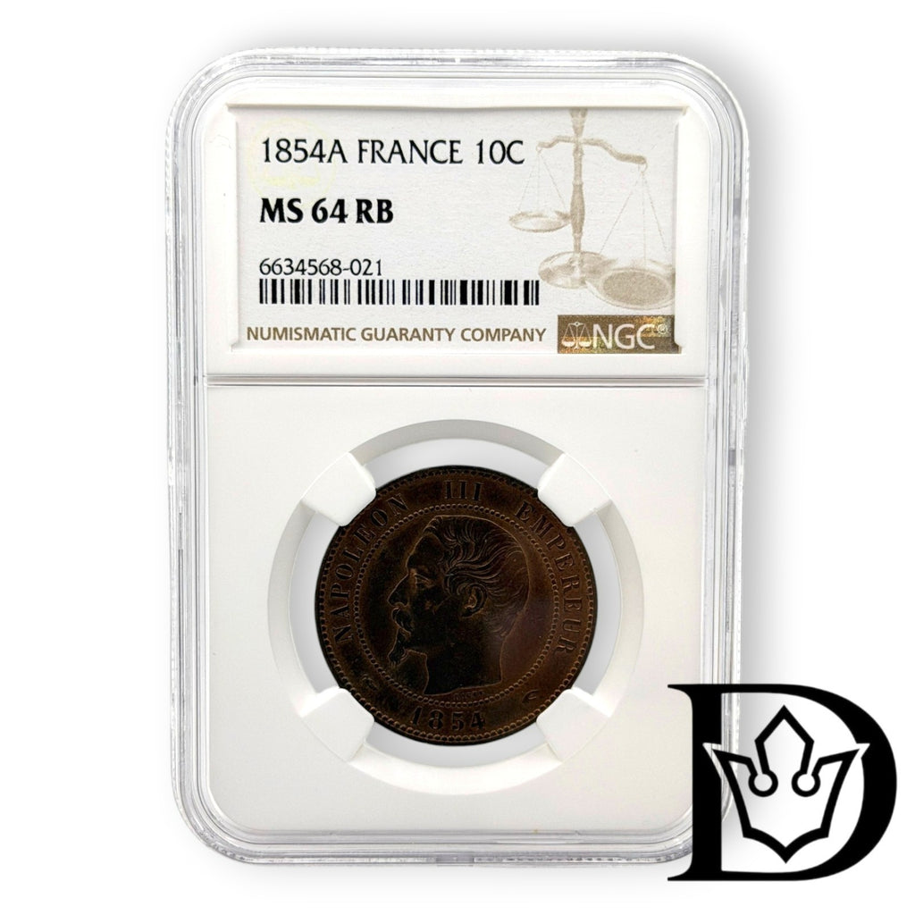 France 1854 A 10 Centimes NGC MS 64 RB