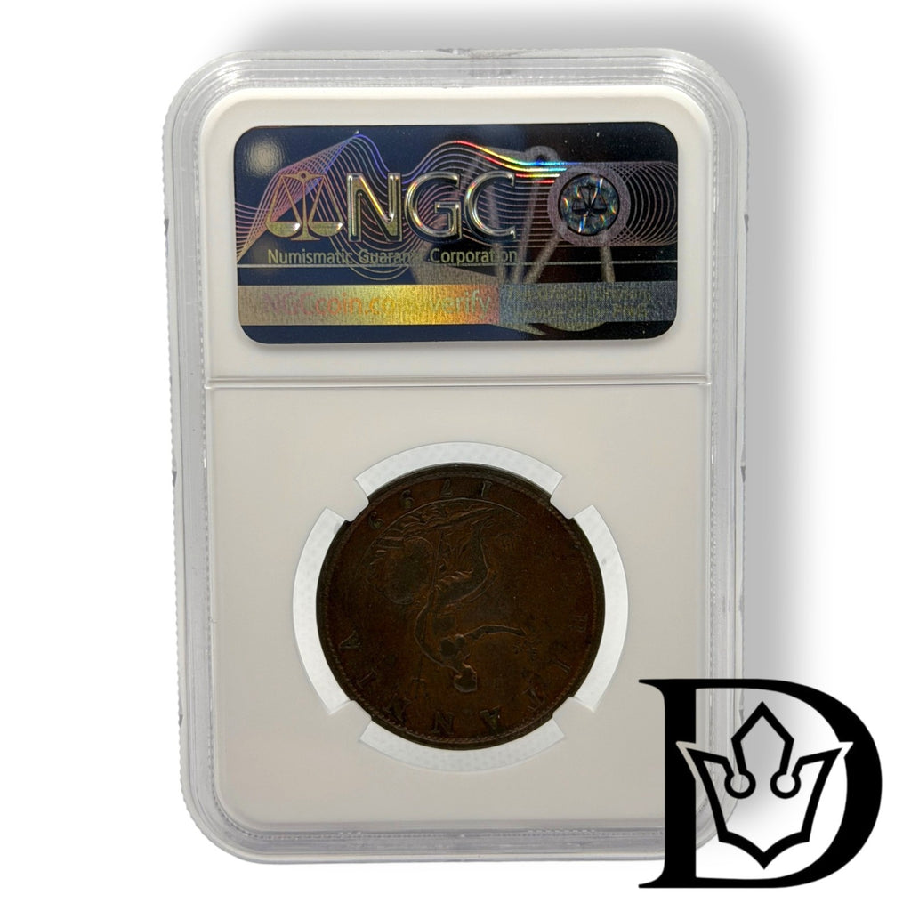1799 Great Britain 1/2 Penny Soho Coin NGC VF 35 BN