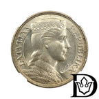 1931 Latvia 5 Lati Silver Coin NGC UNC Details