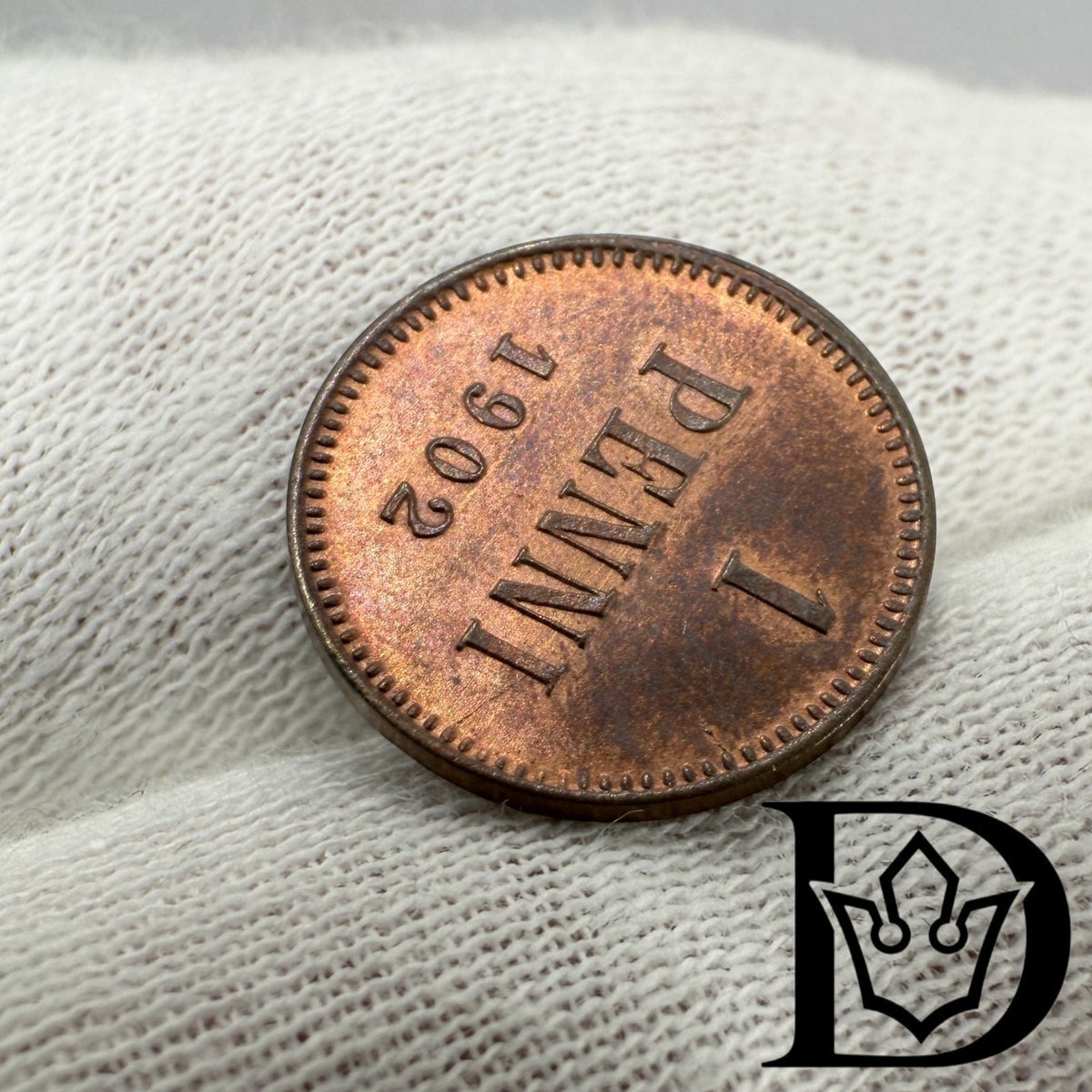 1902 Finland 1 Penni Copper Coin Nicholas II