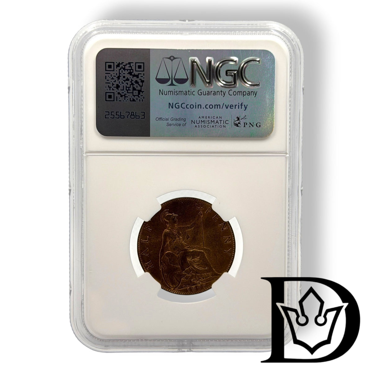 1898 Great Britain 1/2 Penny Coin NGC AU Details Environmental Damage