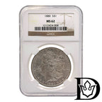 1880 United States Morgan Dollar Silver Coin NGC MS 62