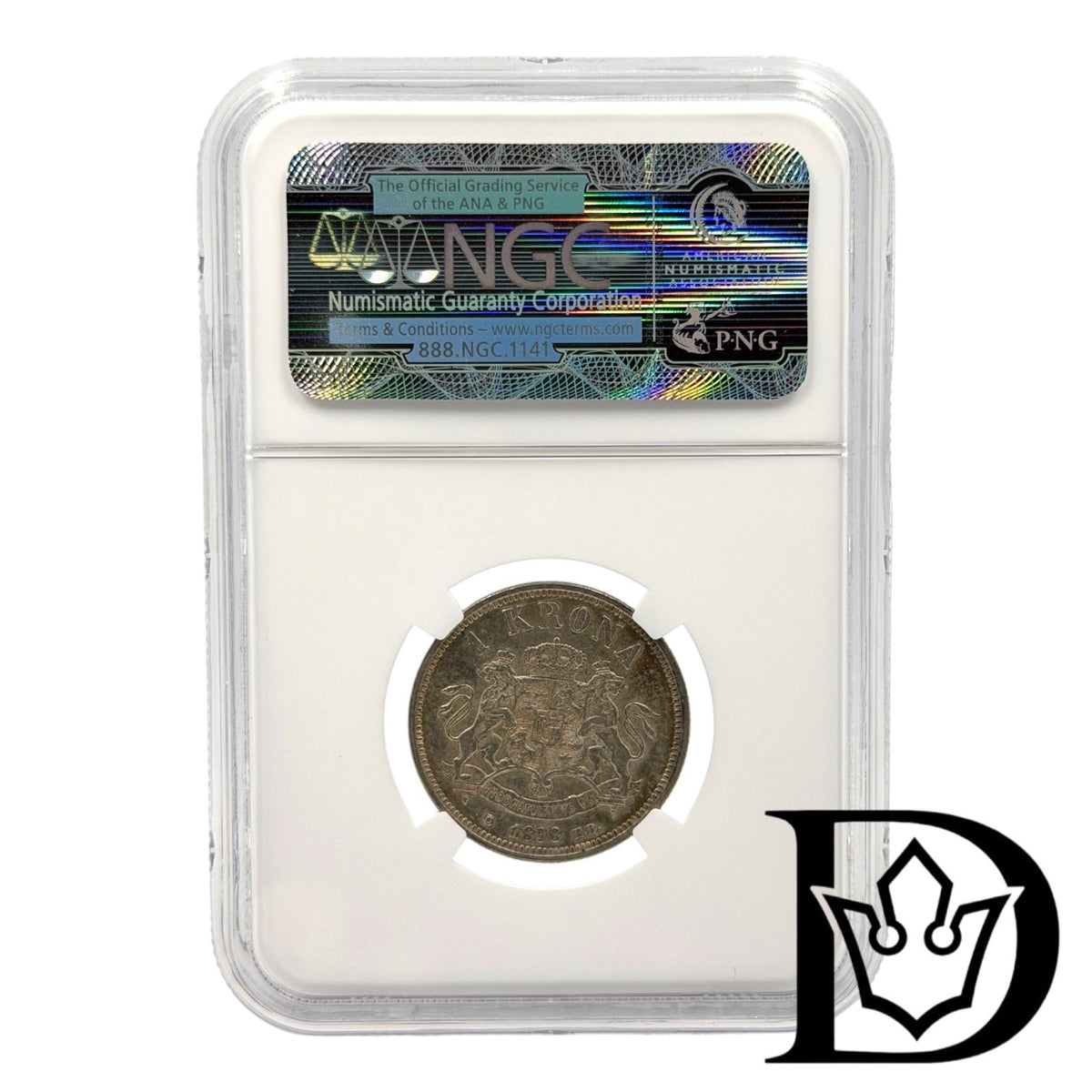 1 Krona Sweden Silver 1898 EB NGC AU 55
