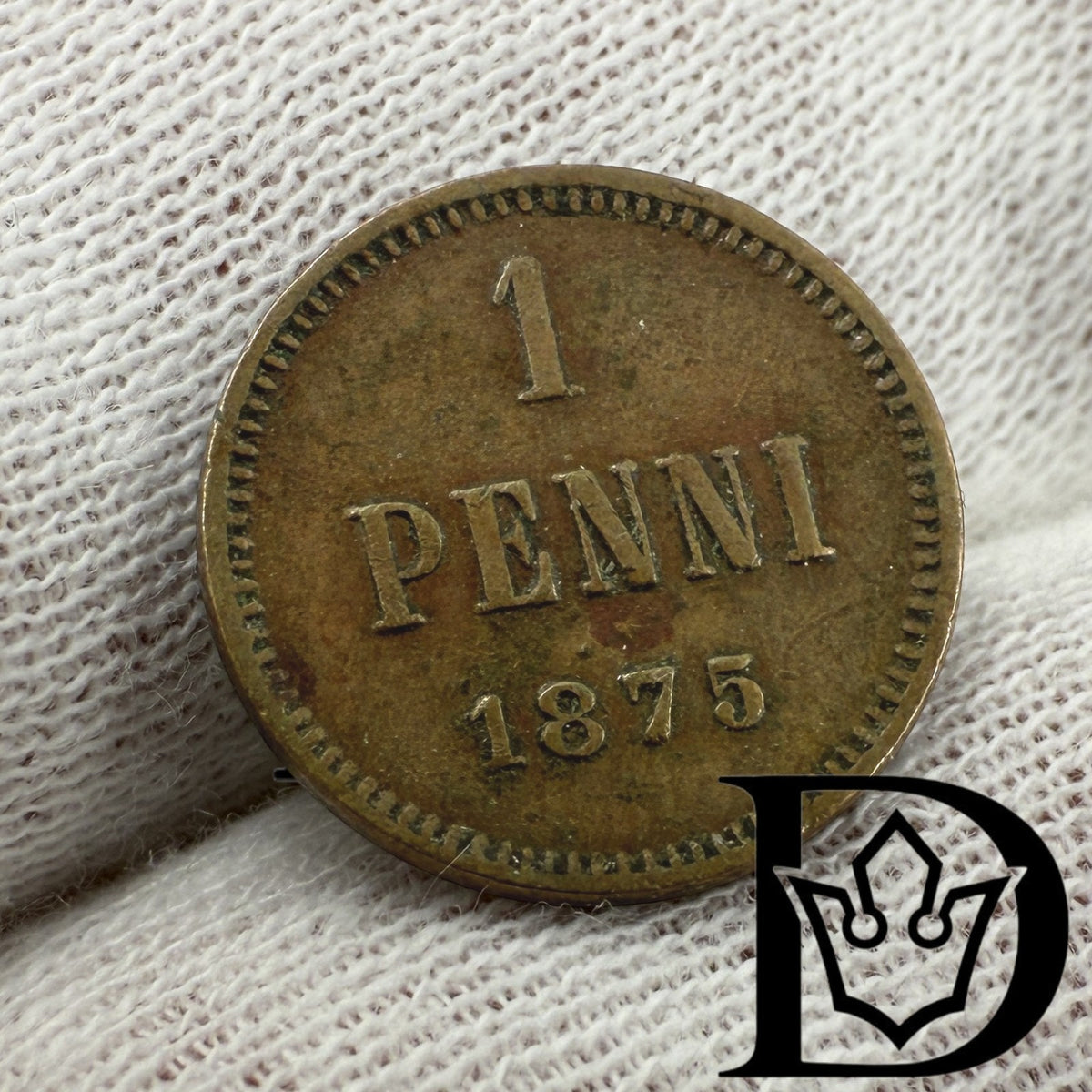 1875 Finland 1 Penni Copper Coin Alexander II