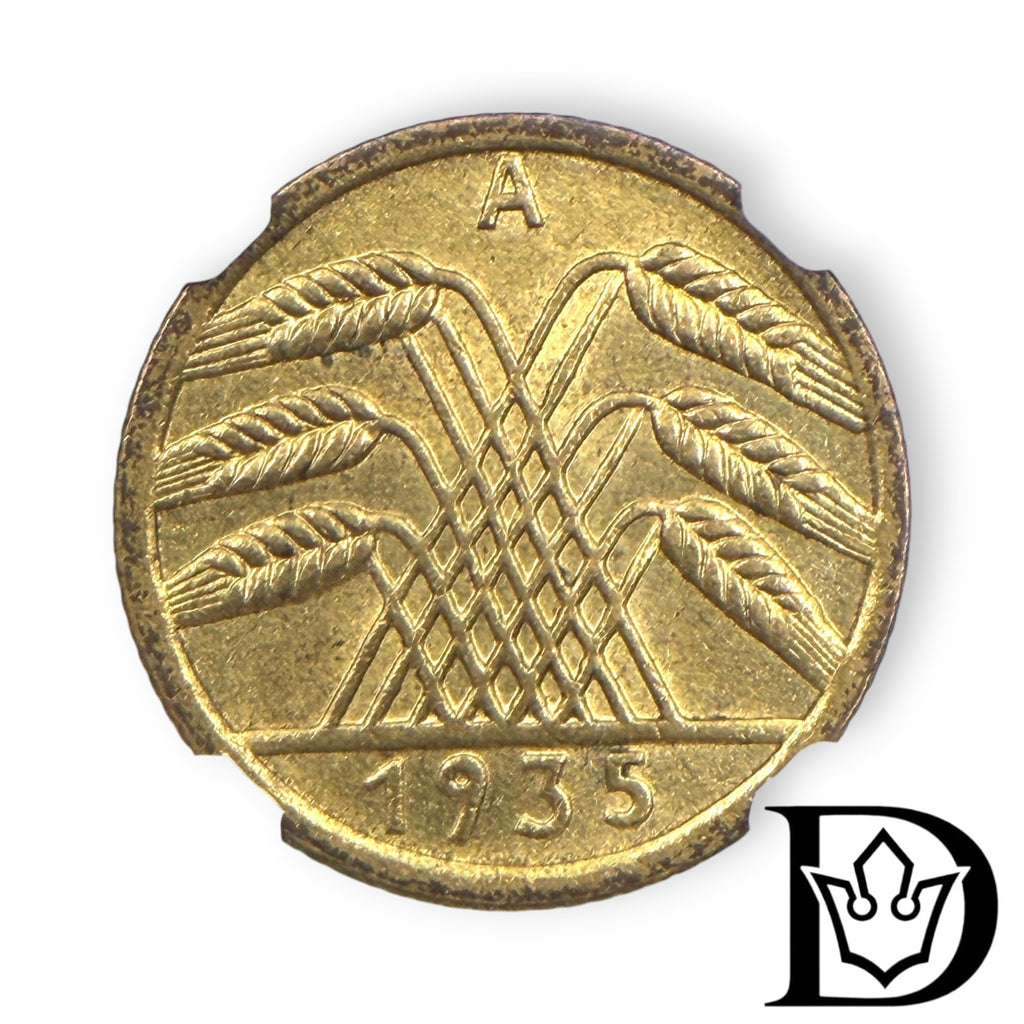 1935 A Germany 5 Reichspfennig Aluminum-Bronze Coin NGC MS 64