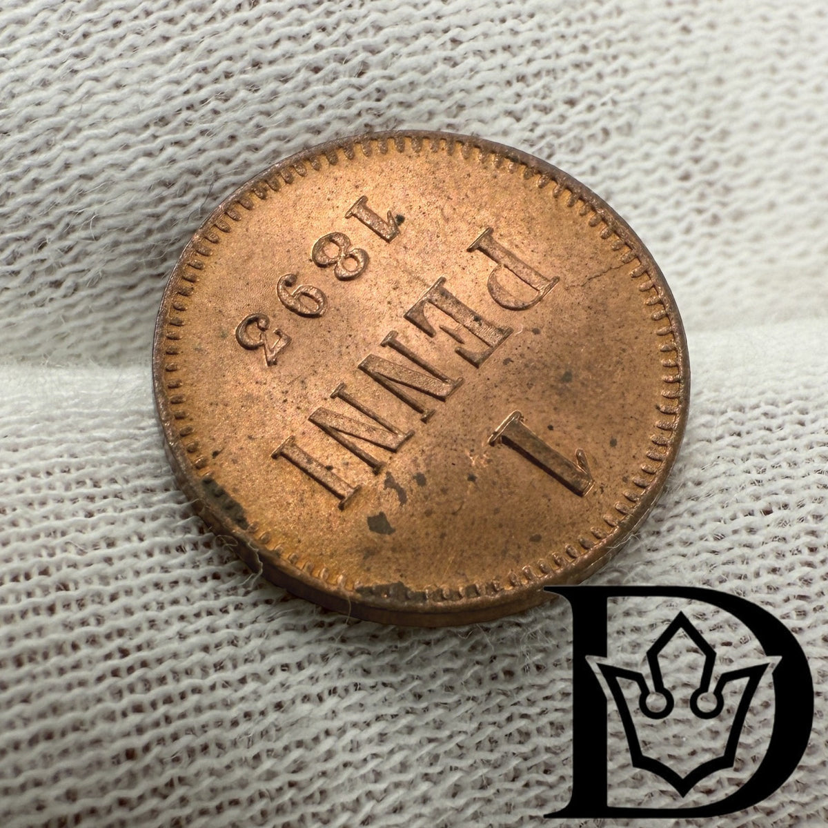 1893 Finland 1 Penni Copper Coin Alexander III