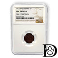 1913 A Germany (German Empire) 1 Pfennig Copper Coin NGC Uncirculated