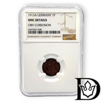 1913 A Germany (German Empire) 1 Pfennig Copper Coin NGC Uncirculated