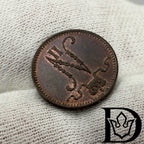 1900 Finland 1 Penni Copper Coin Nicholas II