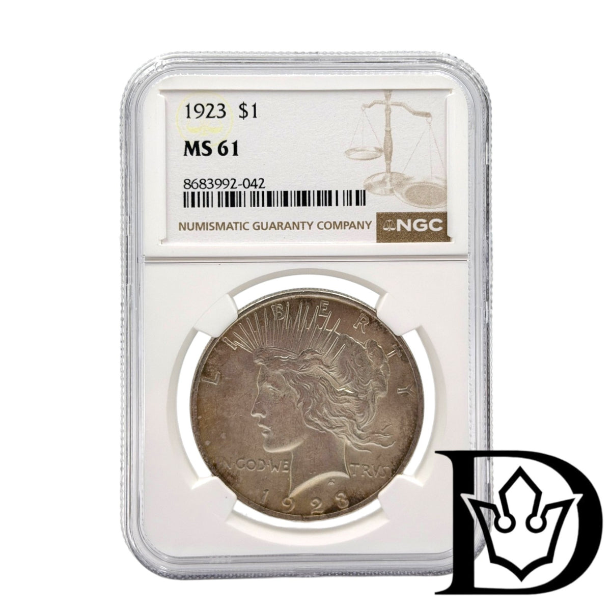 1923 United States Peace Dollar Silver Coin NGC MS 61