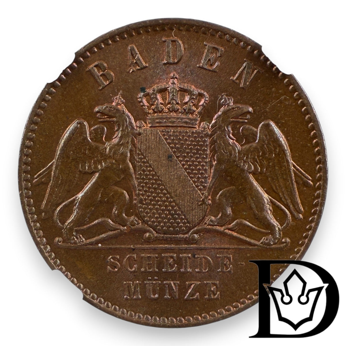 1 Kreuzer 1865 Baden NGC MS 66 BN Top - Pop! ONLY ONE !