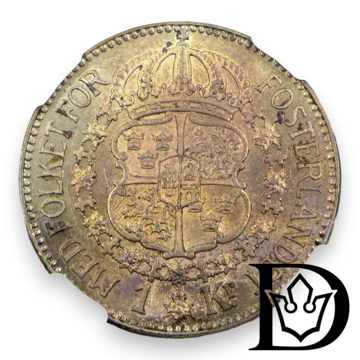 1912 Sweden 1 Krone Silver Coin NGC AU 55