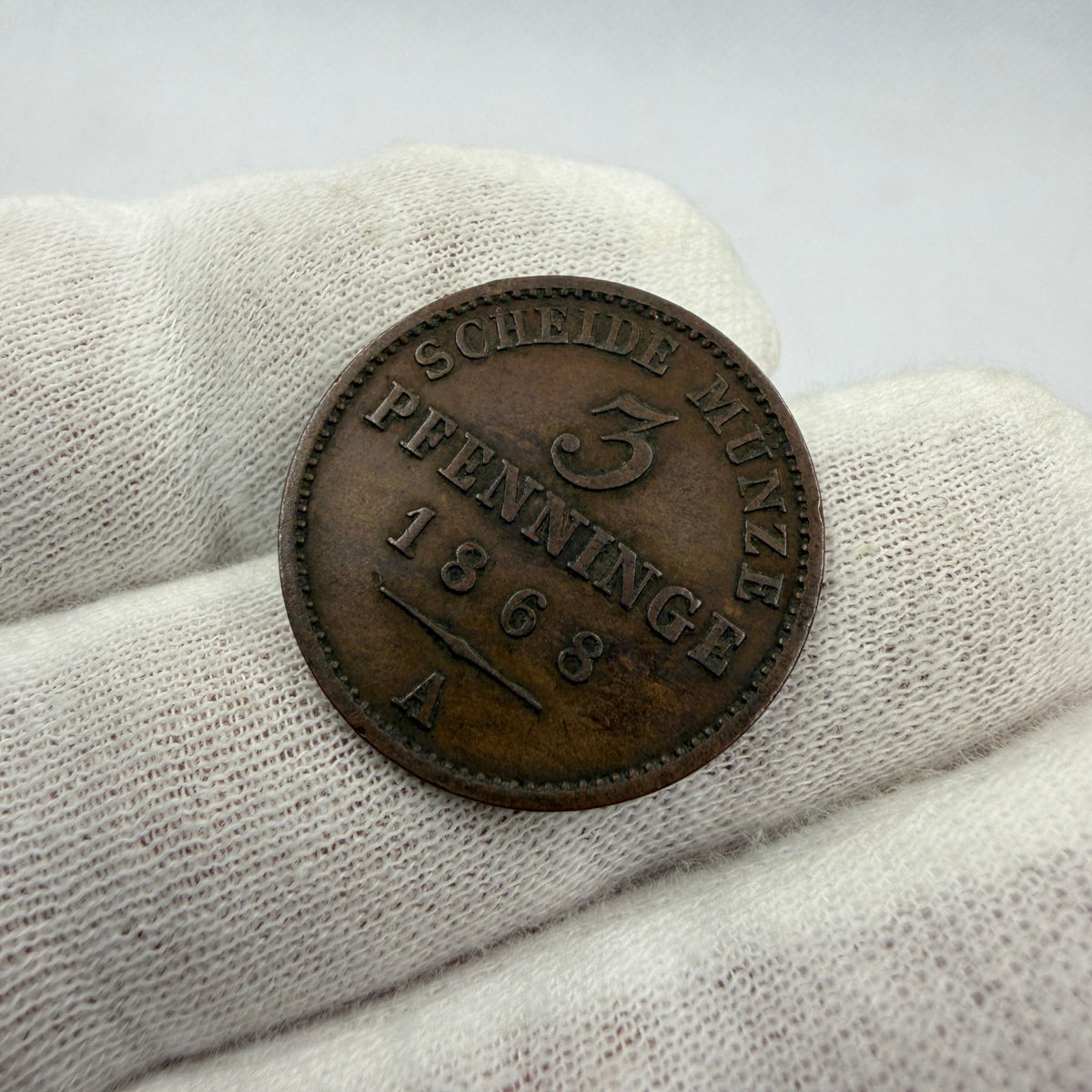 1868 Prussia (Germany) 3 Pfennig Copper Coin