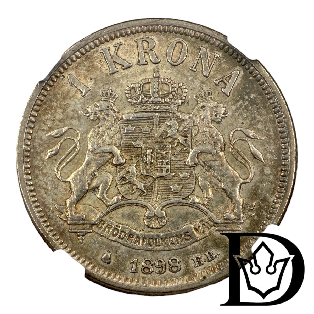 1 Krona Sweden Silver 1898 EB NGC AU 55