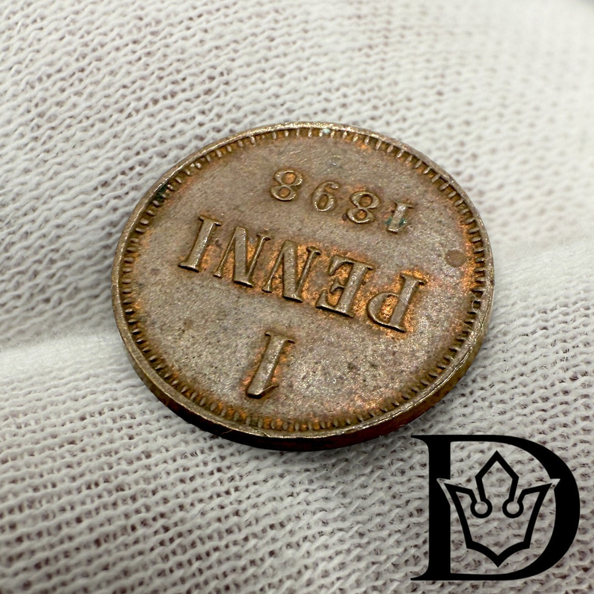 1898 Finland 1 Penni Copper Coin Nicholas II