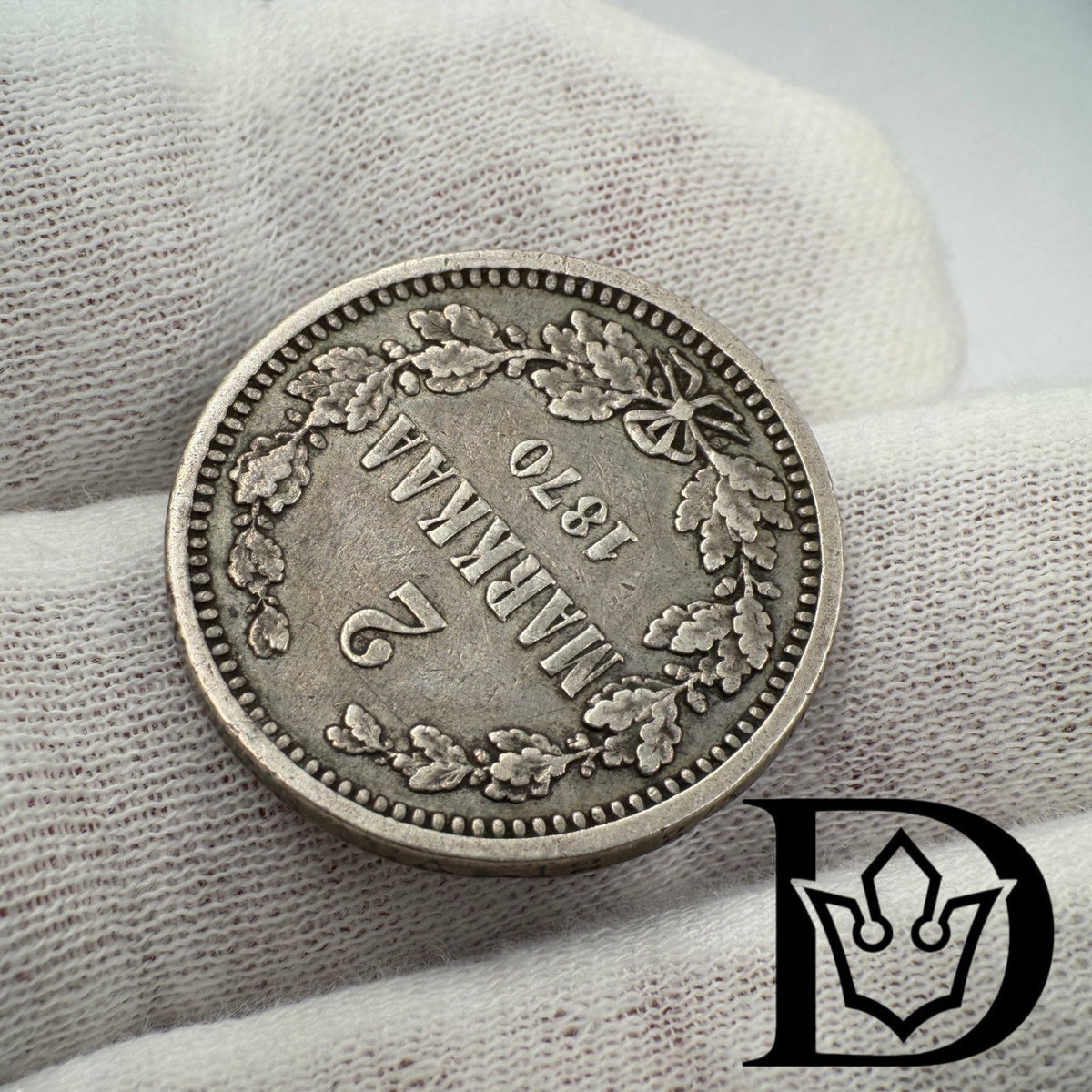 1870 Finland Russia Silver 2 Markkaa Aleksander II