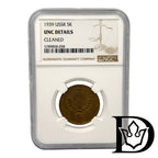 1939 Soviet Union (USSR) 5 Kopecks Aluminum-Bronze Coin NGC UNC Details