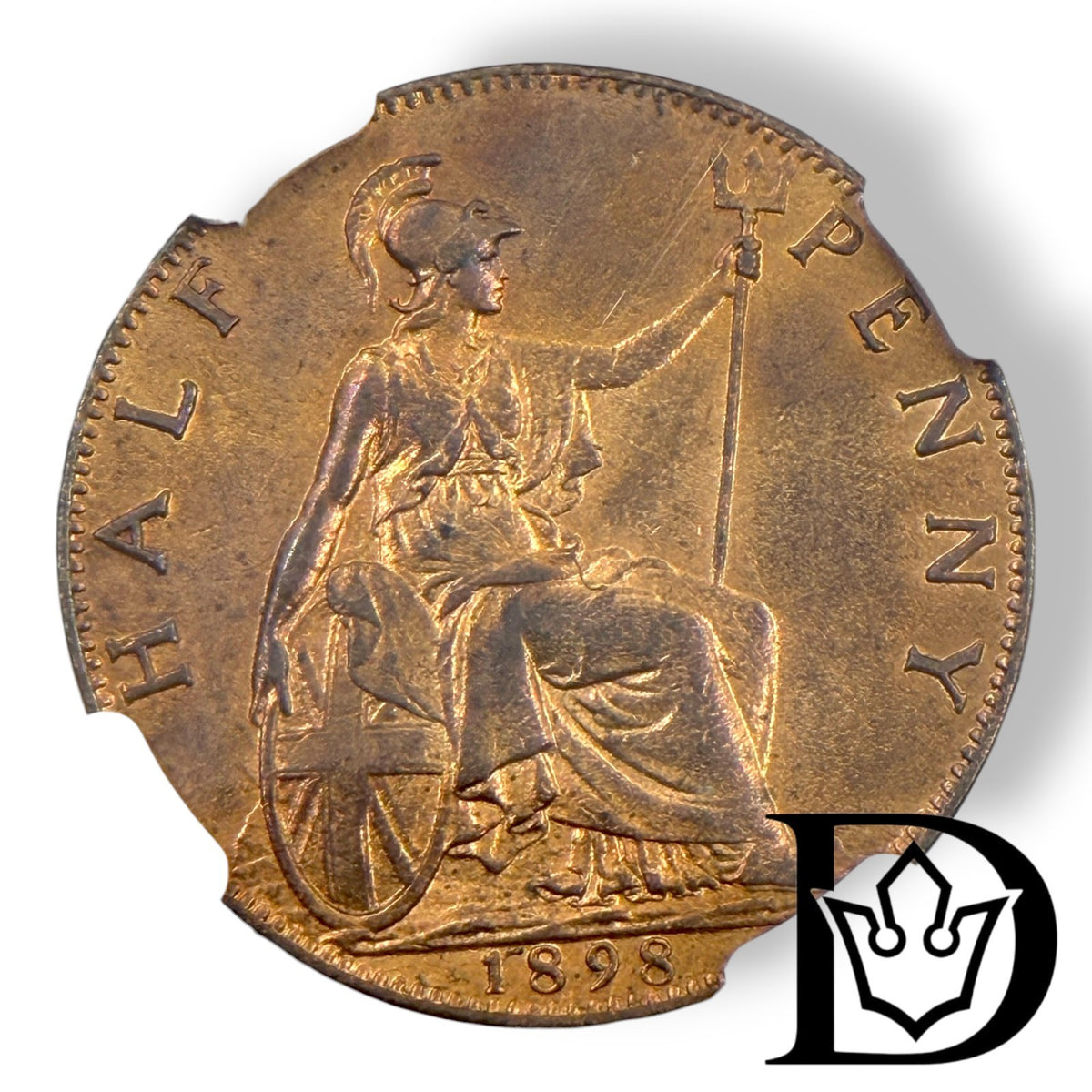 1898 Great Britain 1/2 Penny Coin NGC AU Details Environmental Damage