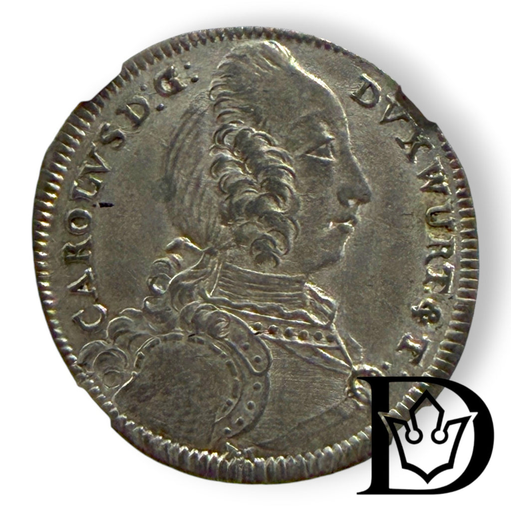 1747 Württemberg 6 Kreuzer NGC AU 58 Karl Eugen