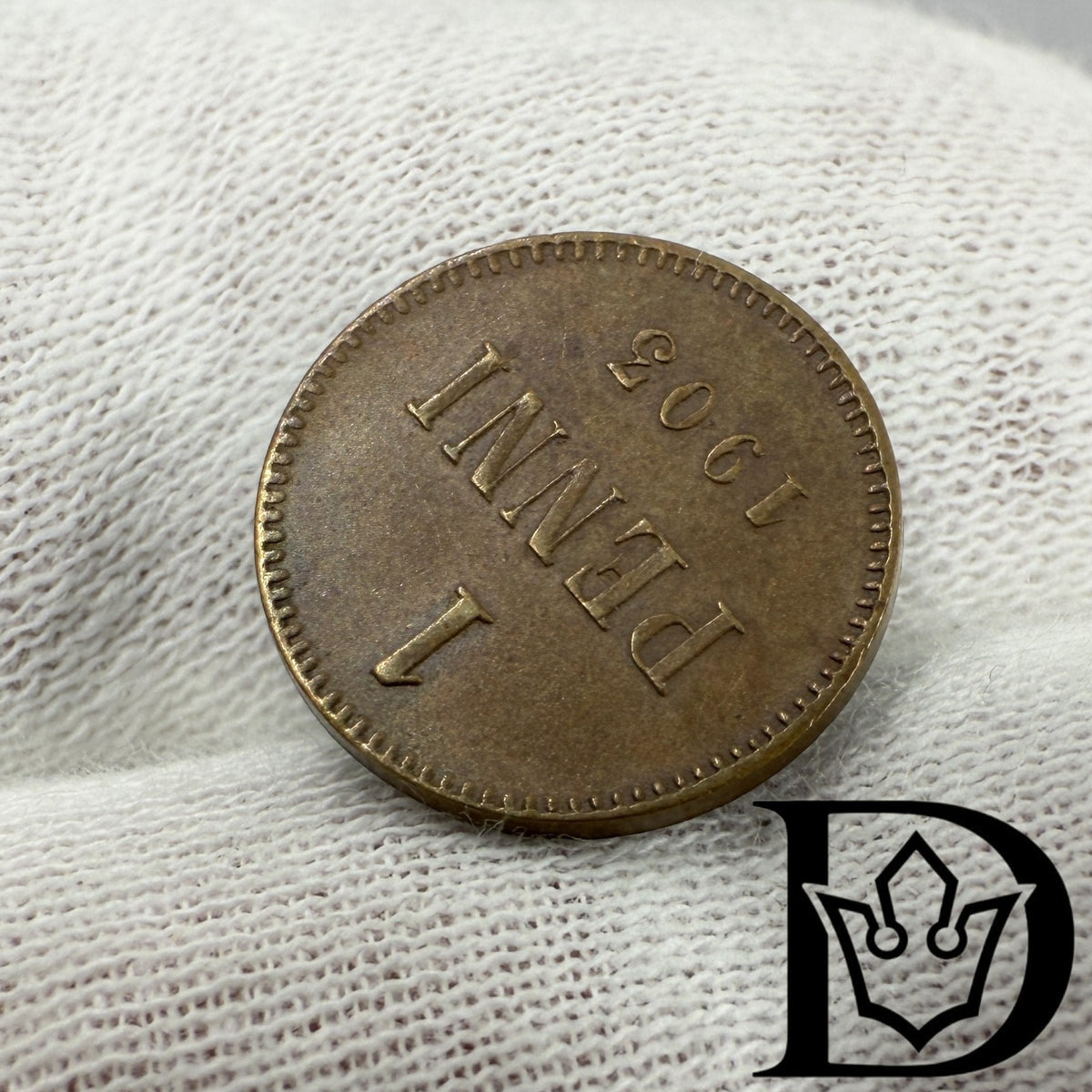 1903 Finland 1 Penni Copper Coin Nicholas II (Large 3)