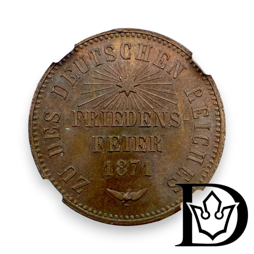 Münze Baden 1 Kreuzer 1871 Friedensfeier NGC MS 65 BN